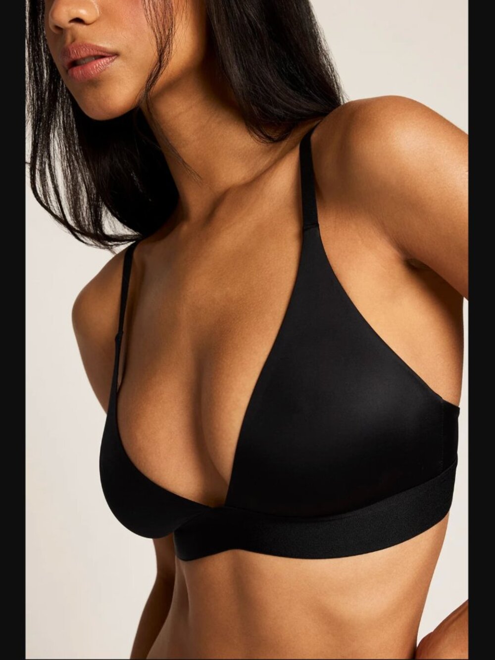 Negative Glacé Triangle Bra in Black, 0